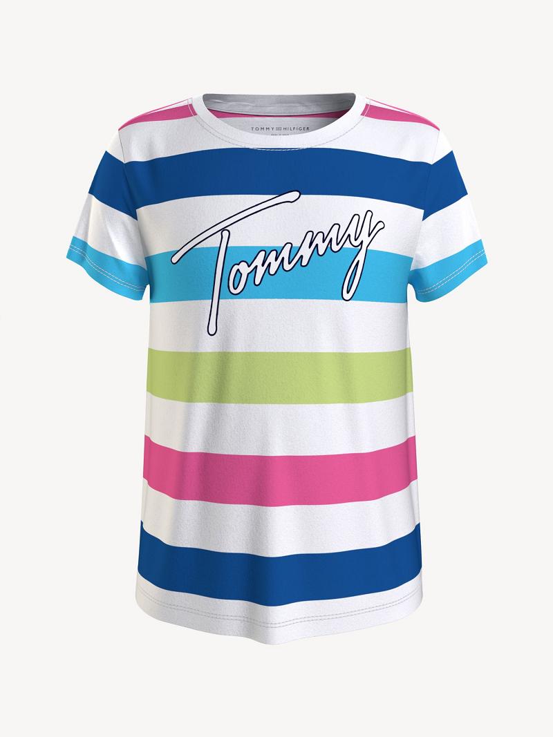 Lány Tommy Hilfiger Stripe Tommy Póló Színes | HU 1950OKI